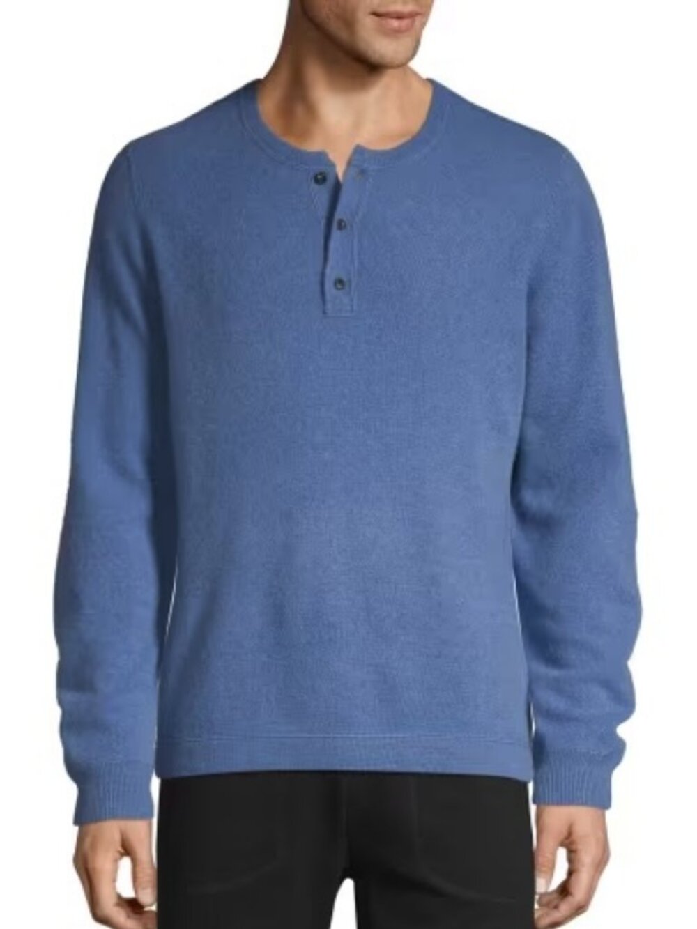 SAKS FIFTH AVENUE Long-Sleeve Cashmere Henley Sweater, Blue, M